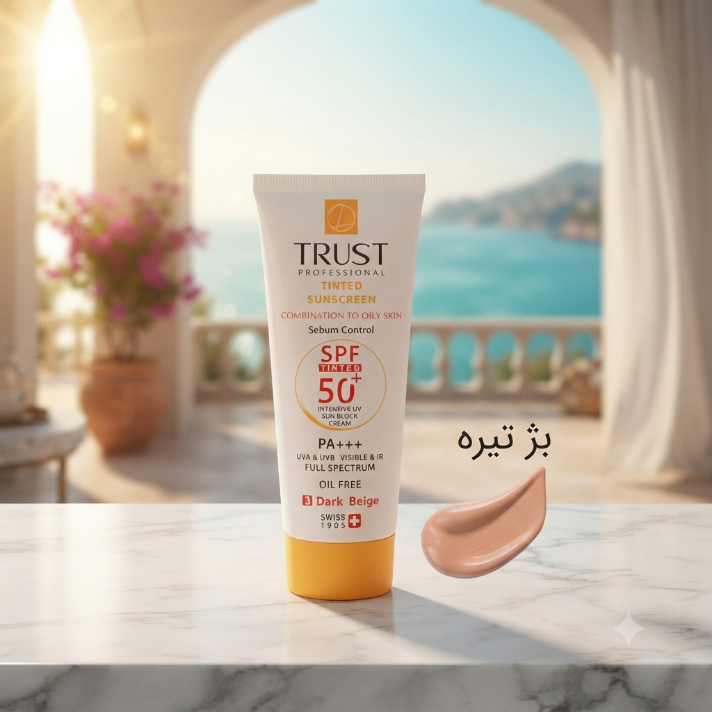 کرم ضد آفتاب رنگی و کنترل چربی بژ تیره (پوست مختلط تا چرب)